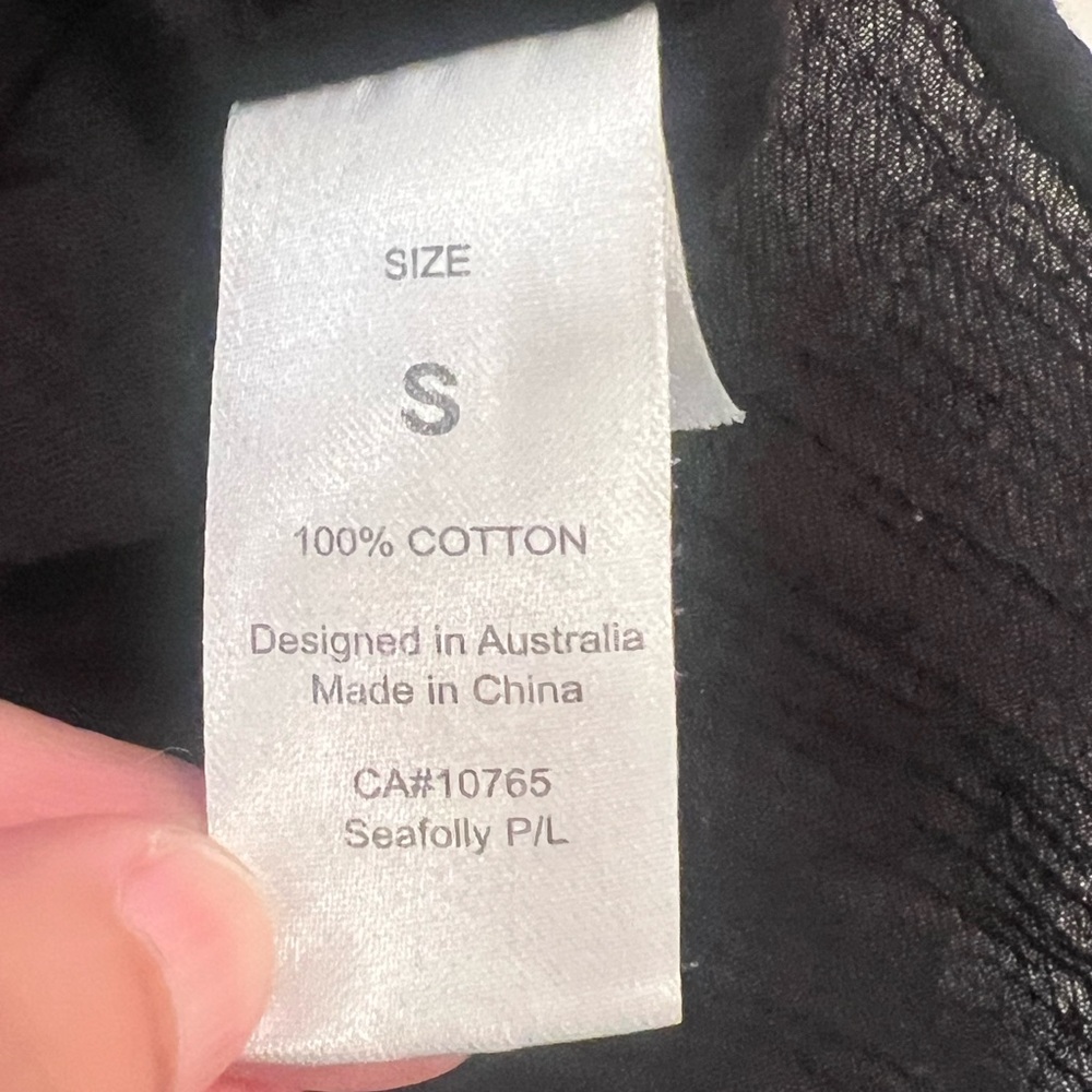 Seafolly Australia Crinkle Twill Beach Shirt  | Black | Size S | Like New - Picture 13 of 14